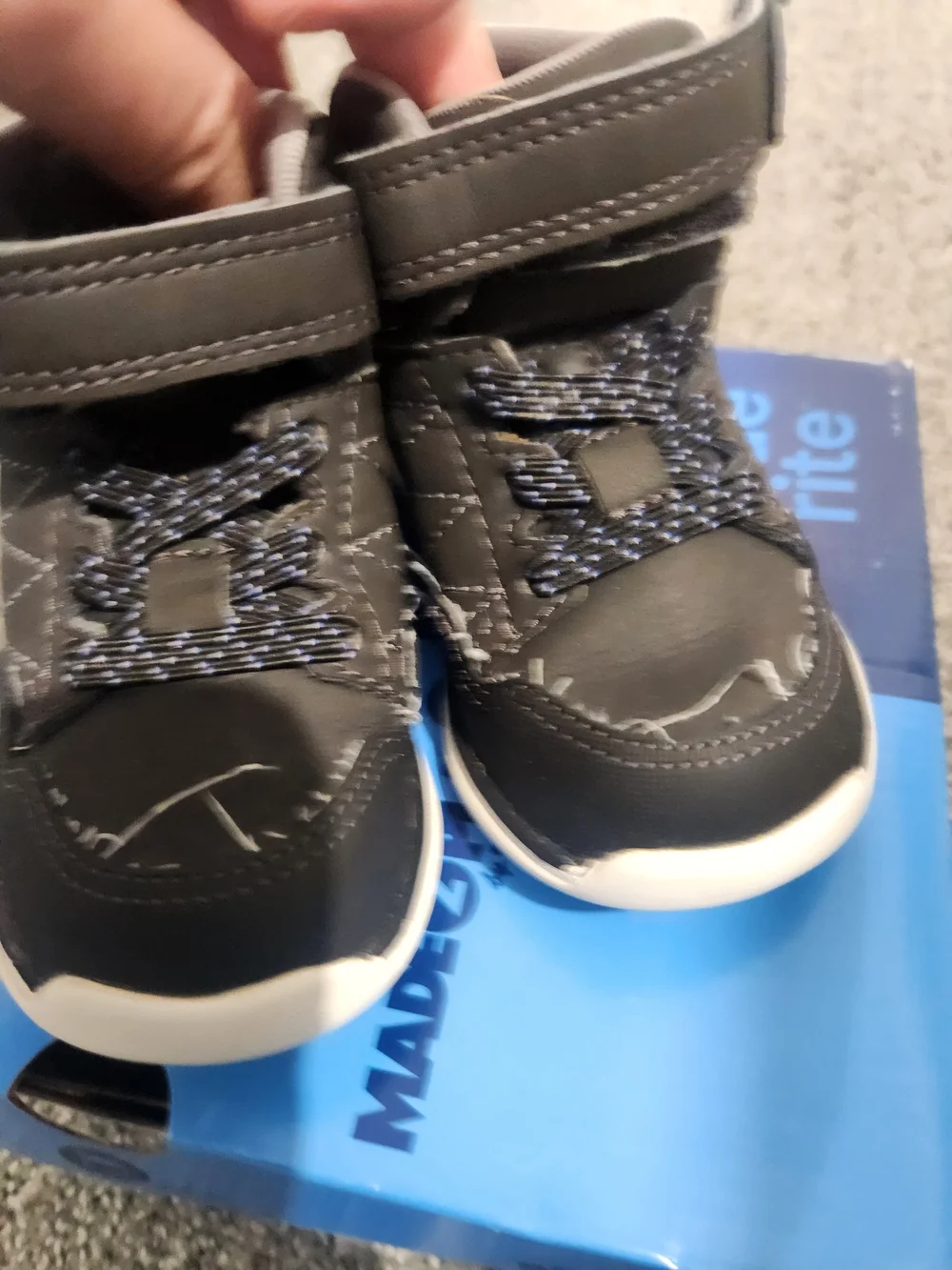 Stride Rite Toddler Black & Gray Sneakers with Blue Accents Size 5W